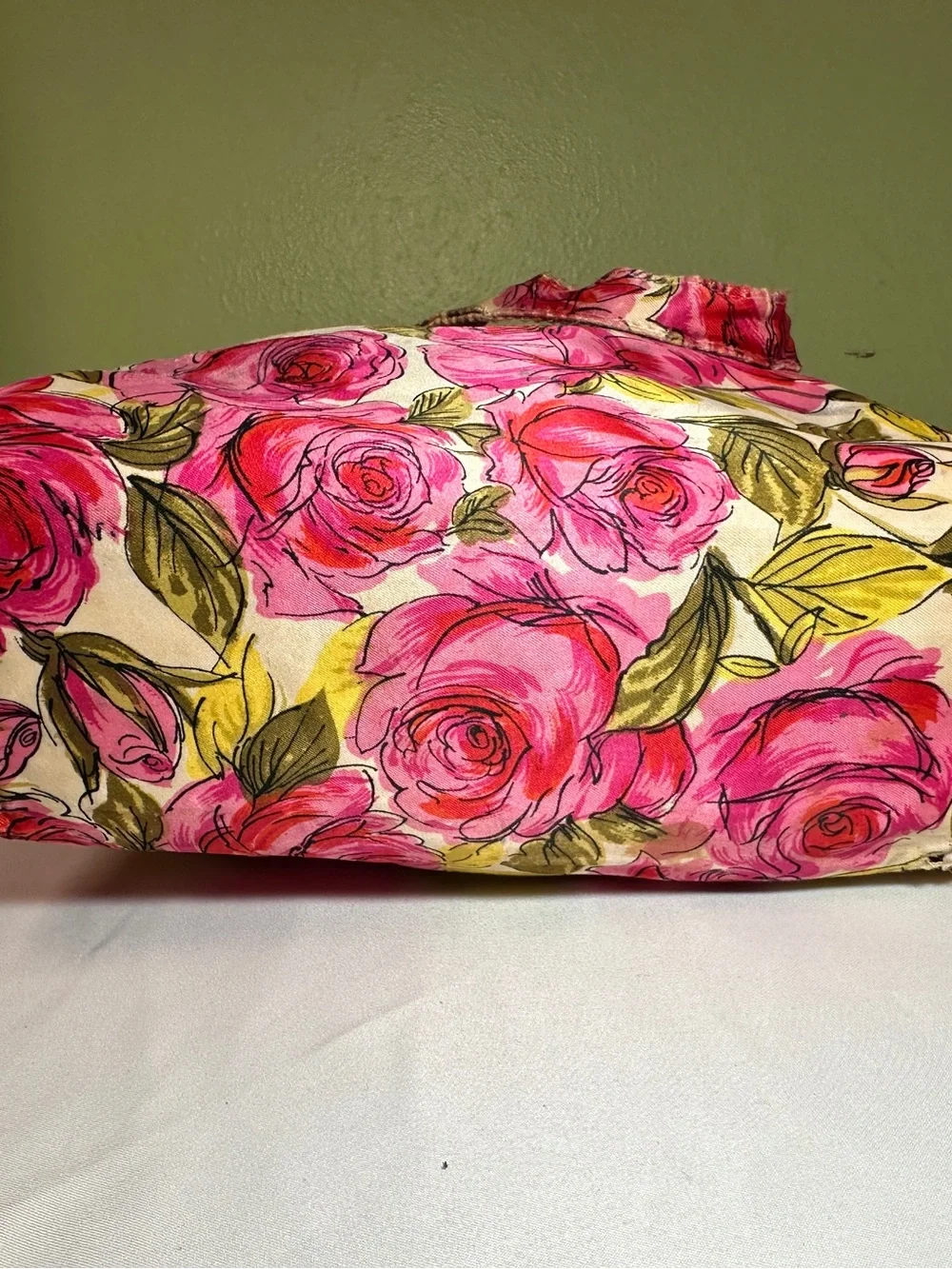 Vtg 50s 60s Celebrity Inc NY Pink Floral Cosmetic Bag Canvas Coquette